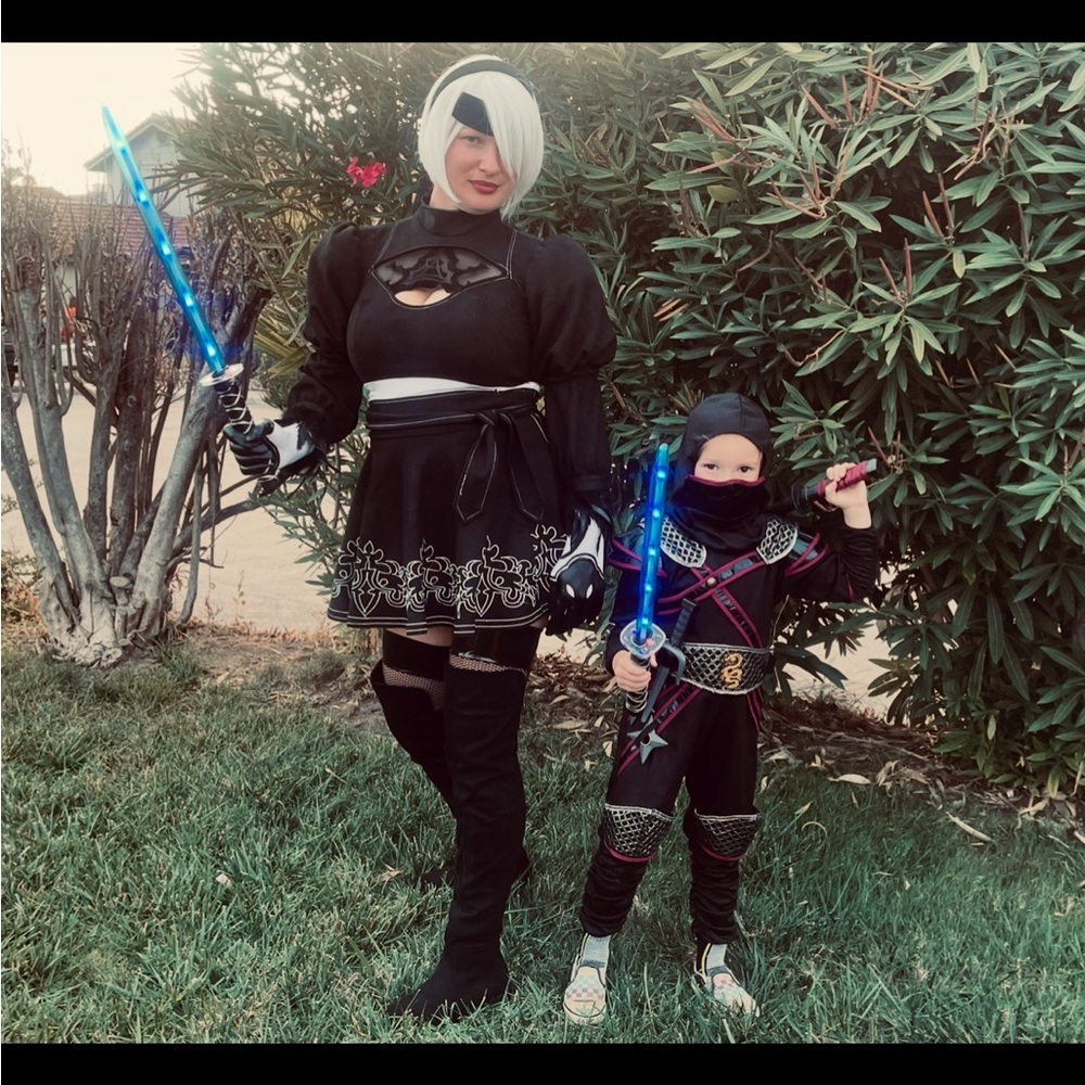 Black and White Costume with Gloves